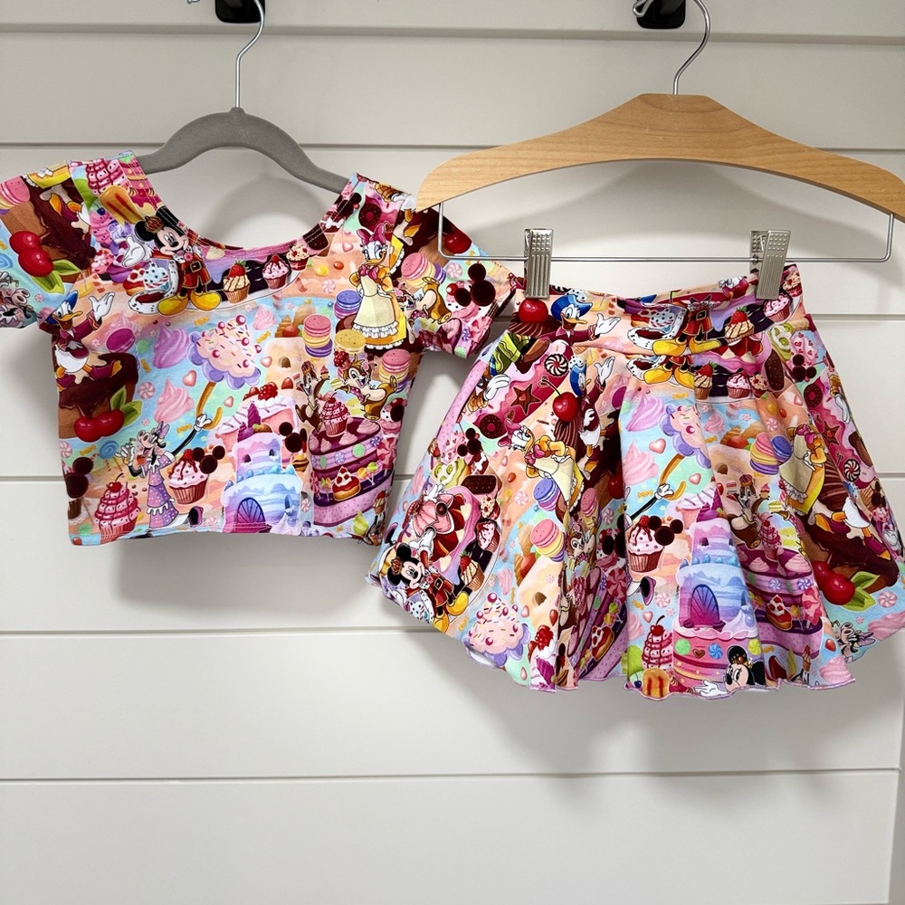 NEW Jojoel Disney Inspired “Sweets” 2 piece crop & skort